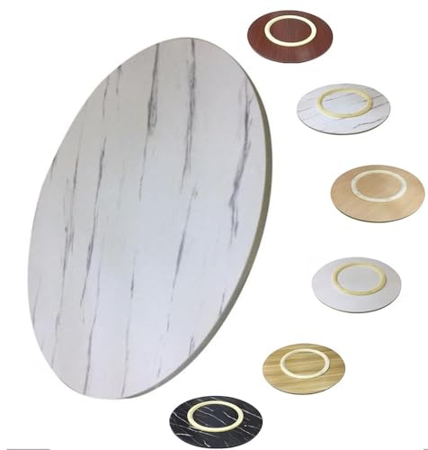 ZYXQQJ 50-100cm Plateau Tournant En Bois Lazy Susan Rond Plateau De Service Plateau Tournant De Salle À Manger À Domicile(Marble-like white,50cm/20)