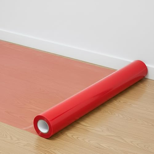 WINSOME Floor Protector Roll Hard Floor Protection Sticky Back Plastic Clear - DIY Dust Sheet Cover for Decorating and Painting - Non Slip and Anti-Skid Temporary Protection Film (60cm x 25M Roll)