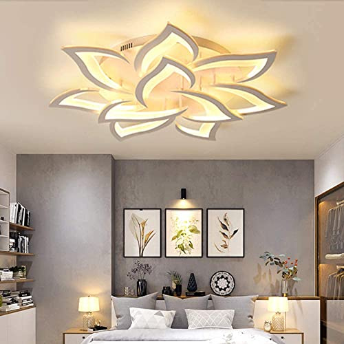 GHY LED Deckenleuchte Modern Wohnzimmerlampe Kreative Blumenform Design Deckenlampe Metall Acryl Blütenblätter Hängeleuchte Schlafzimmer Kinderzimmer Innenraum Lampe,10 heads
