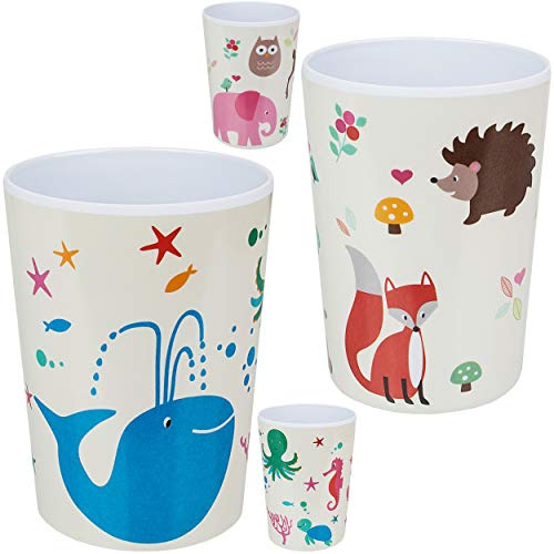 alles-meine.de GmbH Trinkbecher/Becher - Tiere/Fische & Waldtiere - 350 ml - BPA frei - aus Melmin/Kunststoff - Tasse - Zahnputzbecher/Malbecher - Kinder Kunststoffbecher..