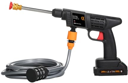 VISLONE Cordless Power Washer High Power Washer Machine 60Bar and Charger 24V 1500mAh Portable Pressure Washer with Foam Generator Nozzle Water Pump for Car, Watering Flowers, Cleaning Floors