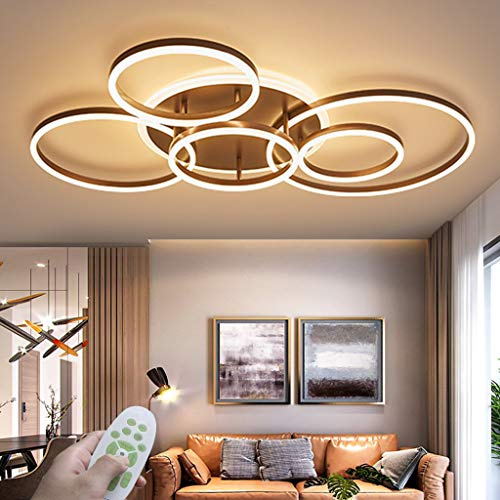 AHQX LED Modern Deckenleuchte Wohnzimmer Deckenlampe Creative Runden Deckenlicht Aluminium Acryl Lampenschirm Helligkeit Farbtemperatur einstellbar Esstisch Halle Beleuchtung Innenleuchte,Braun