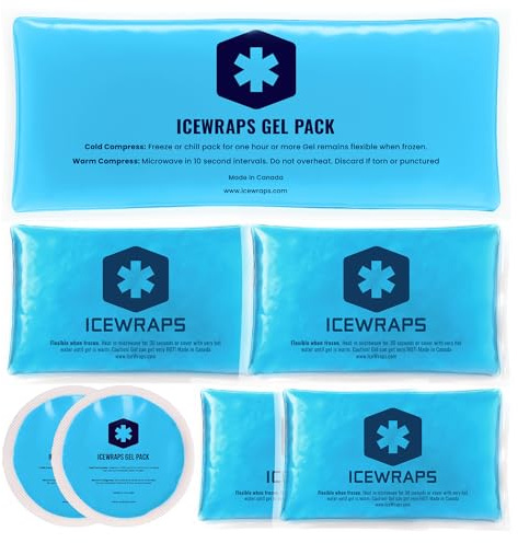 ICEWRAPS Reusable Multipurpose Gel Ice Packs in 4 Sizes - Hot Cold Pack for Injuries, First Aid, Sport Injuries, Breastfeeding, Muscle and Joint Pain Relief,7 Pack, Set A - FSA-HSA Eligible