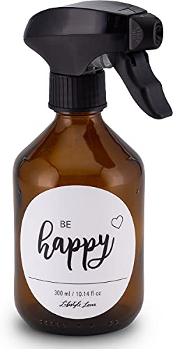 Lifestyle Lover Sprühflasche 300ml Braunglas Flasche mit Sprühaufsatz und Schraubverschluss (be happy 300ml)
