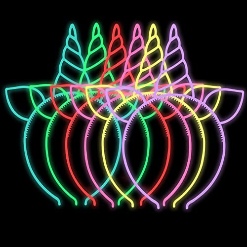 Nenjindz Einhorn-Horn-Stirnbänder, leuchtendes Einhorn Haarbänder für Kinder, Kinder-Einhorn-Geburtstags-Stirnbänder, leuchtende Party-Einhorn-Haarbänder, Einhorn-Partyhüte für Kind(6 Stück)