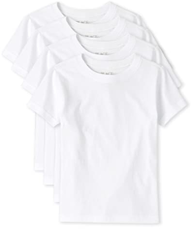 The Children's Place,Boys,Short Sleeve Undershirt,White -4 Pack,Large