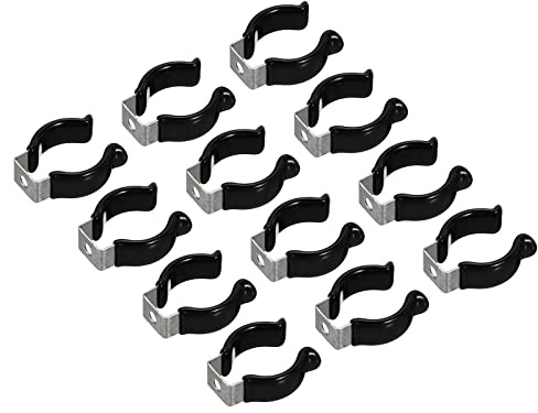 sourcing map 12Stk. T8 U Clips Halterung LED-Lichtstreifenclips Schwarz | Rohrschellen Edelstahl Led Streifen Clips Rohrschellen für Leuchtstoffröhrenhalter