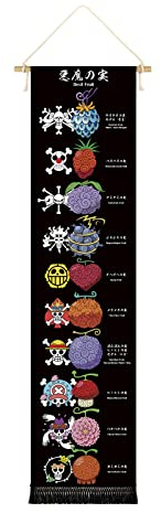 Hanging Poster Canvas Wall Art Banner Devil Fruit Series Art Canvas Anime Characters The Straw Hat Pirates Tapestry für Wanddekoration Hanging Tapestry Decoration für Raum, Dorm Anime Fans