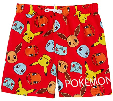 Pokémon Pantalones Cortos de Natación Pikachu para Niños - Bañadores con Cordón en la Cintura para Playa y Piscina, Vacaciones