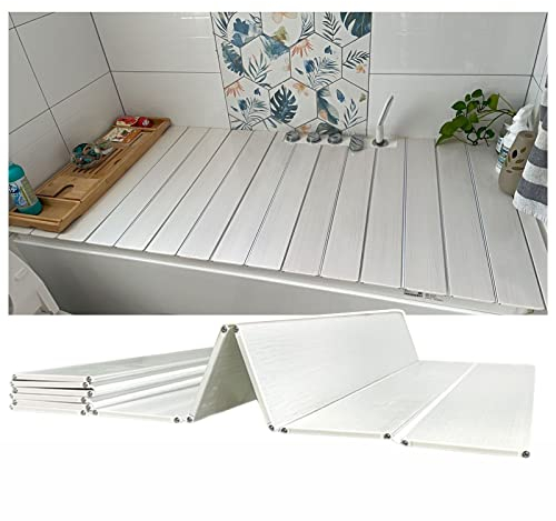 Badewannenabdeckung Falten Badewannenabdeckung Badewannenregal, Einstellbar Lagerregal Staubdichte Platte Isolierabdeckung, 0,6cm Dicke PVC Wasserdicht Badabdeckung Wannenablage, 22 Größen 360 Grad um