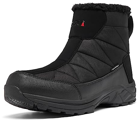 TLOLA Winterschuhe Herren Wasserdicht Warm Gefüttert Schneestiefel Rutschfest Winterstiefel Herren Wanderschuhe Trekkingschuhe Arbeiten Ski Angeln Outdoor Schuhe (Schwarz EU 42)