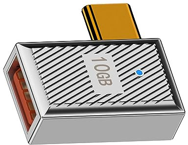 xiwai Adaptador USB 3.1 tipo C macho a USB 3.0 A hembra, 10 Gbps, estilo Mecha Cyberpunk, USB-C OTG, convertidor de datos en ángulo izquierdo y derecho, carcasa de aleación