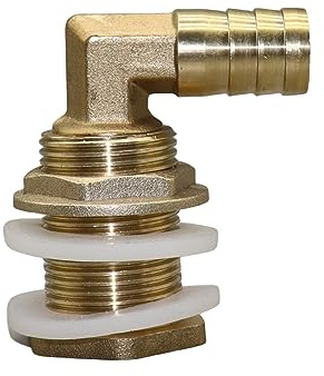 EKKJNQ Regentonnendurchführung 32mm Innengewinde + 90° 25mm Schlauchtüllenanschluss, Regenfass-Messing-Kit für Regenfass, Wassertanks, Zisternen