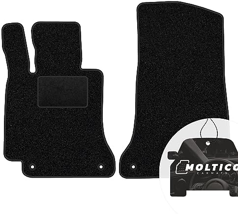moto-MOLTICO Vorne Fußmatten Auto Velours Autoteppiche Schwarz Automatten Set 2-teilig passend für Mercedes-Benz C-Klasse W205 2014-2021