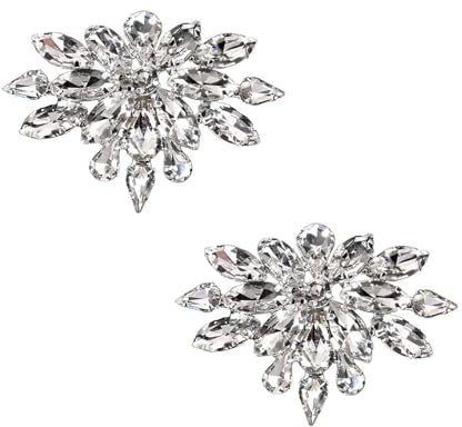 Pwsap 1 Par Clips de Zapato de Cristal Lujo, Nupcial Hebillas de Zapatos de Diamantes Forma de Flor, Bling Clips Decorativos Desmontables Joyería Clips para Zapatos Ropa Bufanda Bolso Sombrero