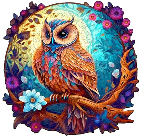 Holzpuzzle Erwachsene, 280 Teile Eule, 34x33.6cm Wooden Puzzle, Unregelmäßige Einzigartige Holz Puzzle Tierform Mit Geschenkbox Aus Holz