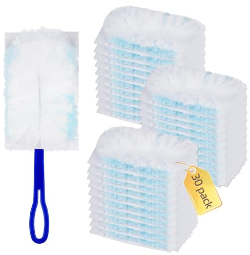 APOMOONS 30 Tücher für Swiffer Staubmagnet mit 1 Handgriff, Staubmagnet Staubwedel, Staubwedel Nachfüllpack Parfümfrei nimmt 3X mehr Staub & Haare auf und schließt Diese EIN für Zuhause Schule Büro