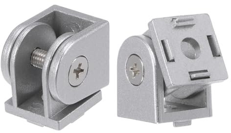 sourcing map 2Pcs Die-Cast Aluminum Pivot Joint 180°Adjustable Flexible Pivot Joint Connector for 2020 Series Aluminum Extrusion Profile, Aperture 6mm, Silver Tone