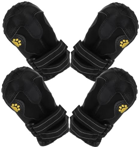 YARNOW 4stücke Schneestiefel Für Hunde Warme Hundestiefel Winterschuhe rutschfest Schützen Pfoten Vor Steinen Sand Schnee Halten Trocken Sauber Warm Bequem Verstellbarer Druckknopfverschl