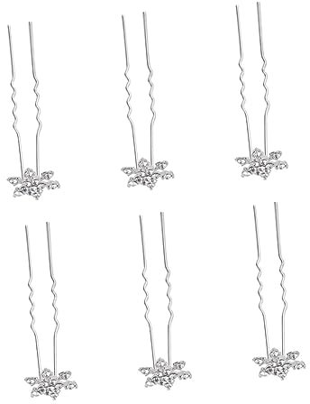 FRCOLOR 6er Set U Förmige Haarklammern Mit Strass Schneeflocken Design Haarspangen Für Damen Brautschmuck Elegante Haarclips Haarschmuck Für Hochzeiten Und Festliche Anlässe