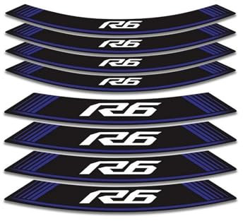 Felgendekoration 8 Stücke Streifen Motorrad Innenrad Vorne Hinten Reifen Aufkleber Felgenband Motorrad Dekorative Aufkleber Und Abziehbilder Für R6 R 6 Langlebig und attraktiv(Blu)