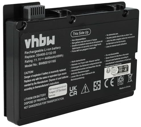 vhbw 1 x Battery Replacement for 3S4400-G1S2-05, 3S4400-G1L3-05, 3S4400-S1S2-05, 3S4400-G1S5-05 for Notebook (4400 mAh, 10.8 V, Li-Ion)