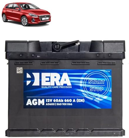 Batteria 60Ah A.G.M. per Hyundai i30 1.0 1.4 T-GDI benzina 2016+