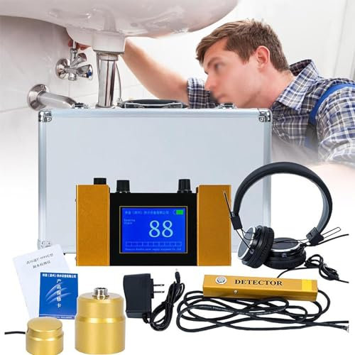 XCSCUK Detector de Fugas de Agua, Detector de Fugas de Agua en tuberías, Detector de Fugas de Agua LCD multifrecuencia Ajustable, Adecuado para Uso en Exteriores