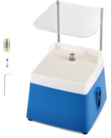 Portable Stained Glass Grinder with Acrylic Baffle,UK Plug Stained Glass Grinding Machine with 5/8 Grinder Bits,Glass Grinding Tools with 4200RPM for Jewelry,Ceramics,Electronic
