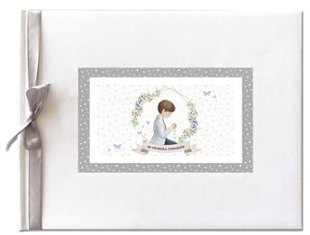 ARGUVAL Libro de firmas Comunión niño Orla, 27,5 x 23 cm, 64 páginas,Libro de Invitados, Libro de firmas, Recuerdo comunión, Libro en Blanco para firmas Fotos, Álbum Recuerdo, comunión.