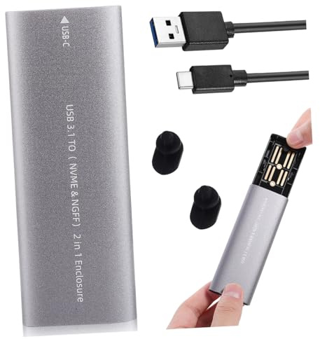 Portable Solid State Drive Enclosure Type C 3.1 Aluminum Alloy 10gbps | Nvme and Ngff Support, B-key and B-key Plus Key Options, Data Cable Included, for Smart Routers and Tvs