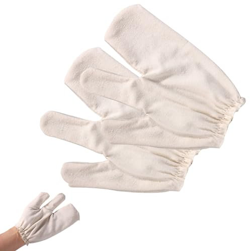 Lyreh Guanti in Seta Grezza, Guanti da Massaggio Ayurvedici Garshana con Elastici da Polso per Esfoliazione del Corpo e Spazzolatura a Secco per Donne e Uomini Riutilizzabili Delicati (Beige)