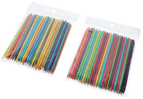 VICASKY 2 paquetes de varillas de manicura de doble cara, palillos de madera de colores para arte de uñas y limpieza de uñas para diseño y cuidado de uñas