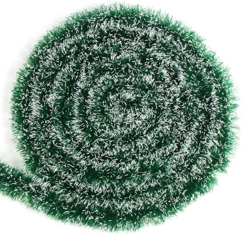 DERAYEE 10 m grüne und weiße Weihnachtsgirlande, Breite 9 cm, Dekoration für Weihnachtsgirlande, künstliche Tannengirlande, grüne Tannengirlande, weiche Girlande