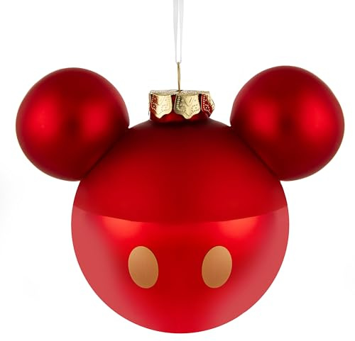 Hallmark Decorazione per albero di Topolino, in vetro, motivo: orecchie Disney, rosso