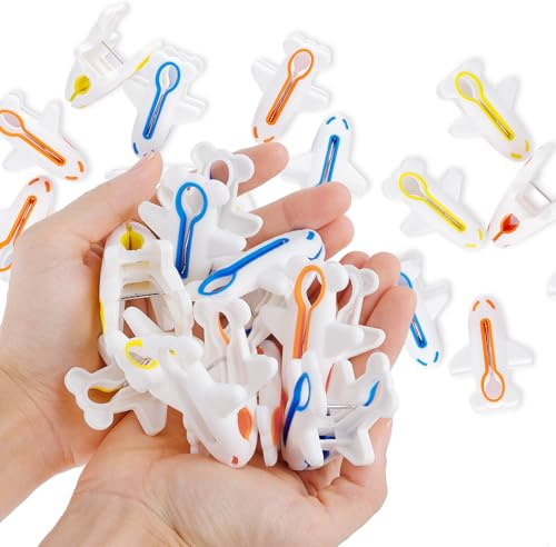 Plastic Clothes Pins Colorful Clothespins-Non-Slip Laundry Clips for Hanging Clothes, Towels, Crafts, Picture, Clips Food Package Clips Outdoor Plane Clothes Pegs,3 Colors 24 PCS