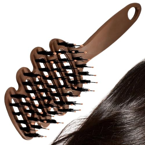 Ratpzou hårborste för vildsvin för kvinnor – böjd borst hårborste | räta ut – för torkning massage styling räta ut grooming lockig resesalong
