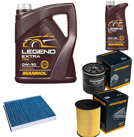 EISENFELS Inspektionspaket enthält 6 Liter Motoröl Legend Extra 0W-30 Ölfilter Luftfilter Innenraumfilter Aktivkohlefilter für Kuga II DM2 2.0 TDCi