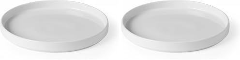HENDI Assiette plate à bord haut, Oslo, ⌀240mm, porcelaine blanche émaillée (Lot de 2)