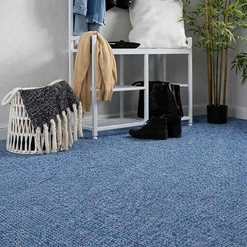 Steffensmeier Teppichboden Meddon Meterware | Auslegware für Kinderzimmer Wohnzimmer Schlafzimmer | Blau Größe:200x300 cm