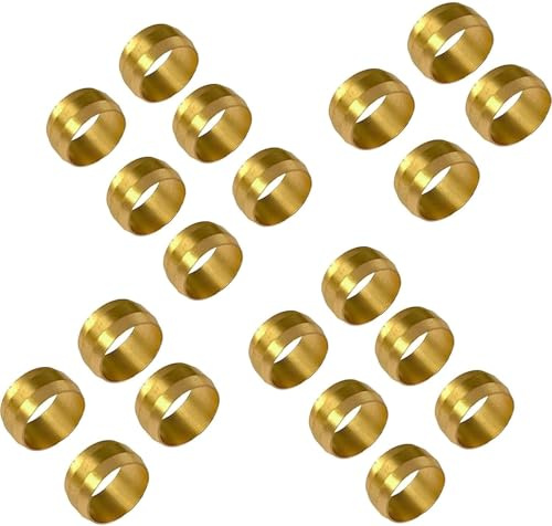 20PCS Compression Olives Copper, 15mm Tube OD | Copper Compression Fittings for Water/Gas Lines, HVAC Systems