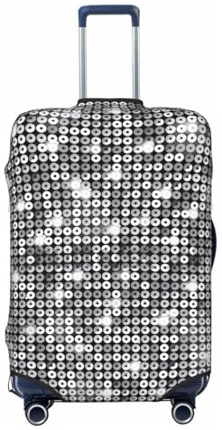 ZhaoYuGoods Housse de bagage avec paillettes argentées scintillantes, protection de valise noire, Noir , S, Glamour
