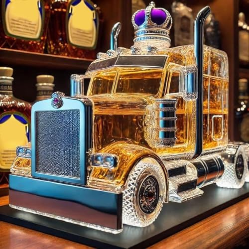 300 ml vinkaraff, whiskykaraff staty – ny 3D-whiskykaraff i lastbilsform, vinflaskskulptur av glas i bildesign, vinförvaringsbehållare (#4)