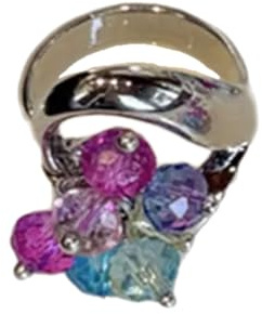 FUZYXIH Handgefertigte bunte Perlen Kristallringe, Vintage Blumen Inspiration, Fingerband für Damen, Modeaccessoire, handgefertigte Perlenringe