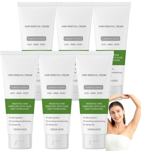 Depilatory Cream för känslig hud med aloe vera och lakritsextrakt, snabb och smärtfri hårborttagningskräm för tröja, ben, armar och armhålor, hårborttagning (6 st)