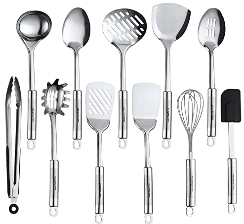Maphyton Cooking Utensil Set, 11 PCS Stainless Steel Kitchen Utensil Set, Nonstick Kitchen Gadgets Cookware Set with Spatula