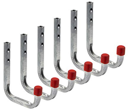 Gedotec Wandhaken Werkstatt Montagehaken Garage Allzweckhaken aus Stahl | 115 x 140 mm | Stahl verzinkt | Tragkraft 30 kg | Universal-Haken die Wand-montage | 8 Stück - Gerätehaken Halterung - U Haken