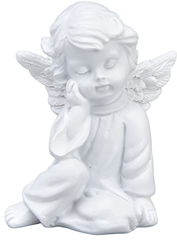 Hapivida Statue Ange Gardien, Adorable Sculpture Commémorative en Résine Synthétique pour Intérieur Extérieur, 6x5.5cm, Cadeau Anniversaire, Décoration Maison Jardin