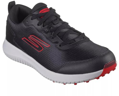 Skechers Max Fairway 4 - Scarpe da Golf Leggere da Uomo Senza Tacchetti, Nero/Rosso, 40 EU