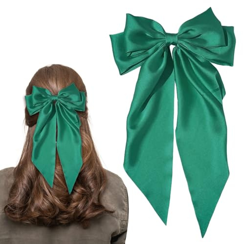 Haarspange mit Schleife für Damen und Mädchen - Französische Große Schleife, Haarschleifen (Grün)